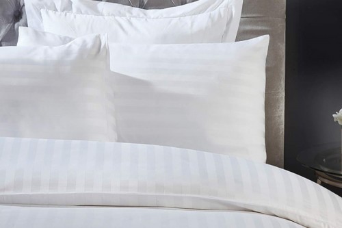 Fitted sheet for baby bed in striped sateen Egyptian cotton 300TC