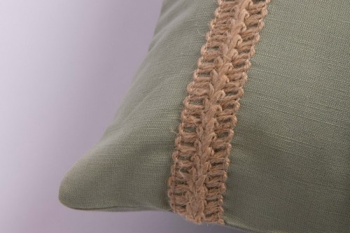 Fodera per cuscino decorativo in lino dobby con bordo in juta naturale