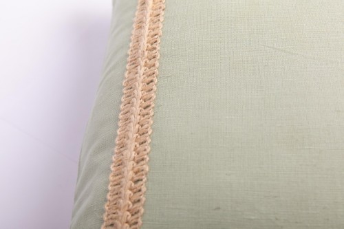 Fodera per cuscino decorativo in lino dobby con bordo in juta naturale